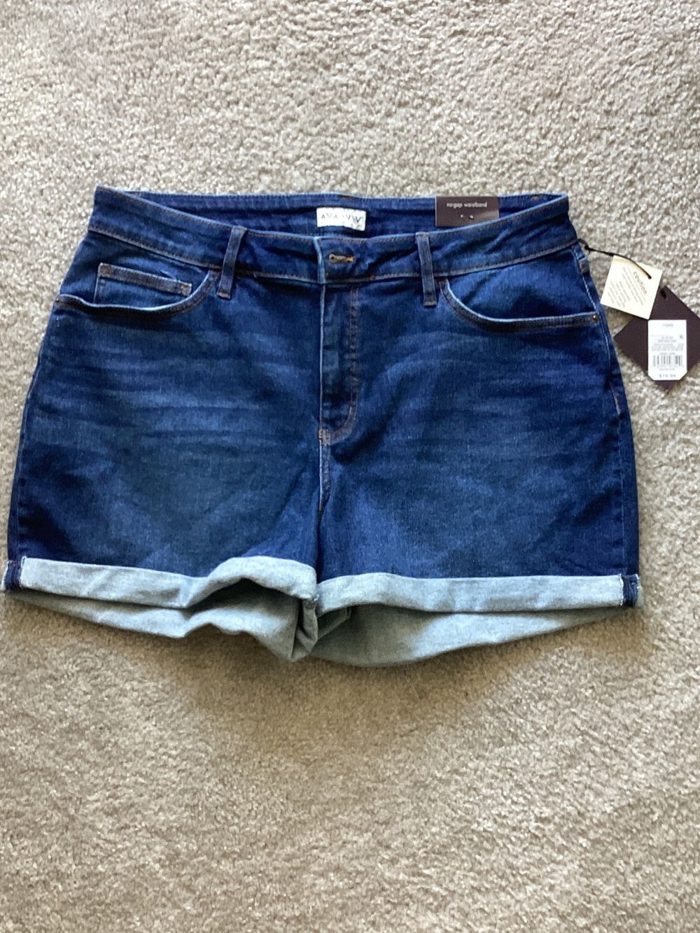 Ava & Viv Dark Blue Denim Roll-Cuff Shorts
